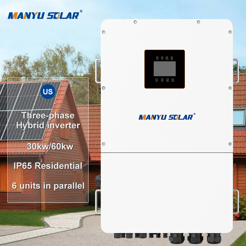 US 30kw 60kw Three-Phase Hybrid Solar Inverter on Off Grid  Energy Storage Inverter with IP65 Protec